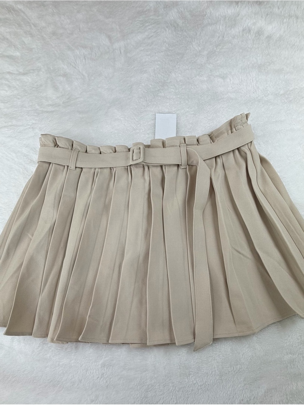 HYFVE Beige Pleated Mini Skirt with Belt